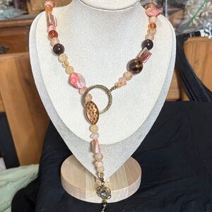 Elegant Beaded Necklace with Gold Accents